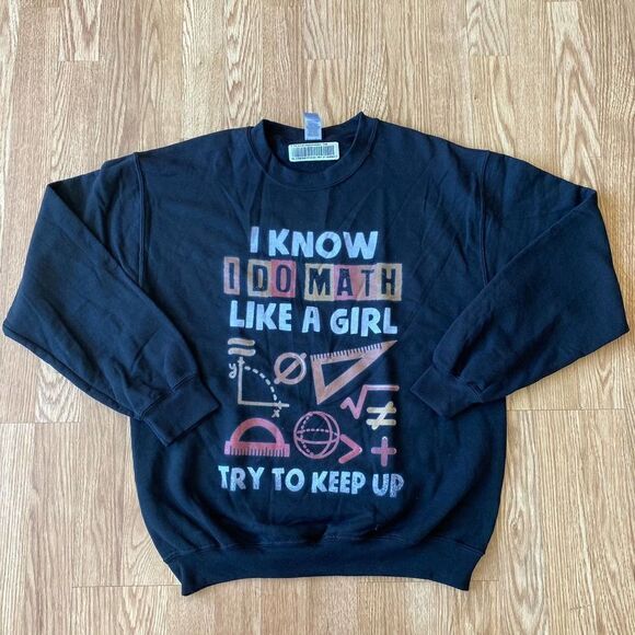 Girl Math Crewneck Sweatshirt Black Medium - Picture 2 of 5